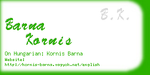 barna kornis business card